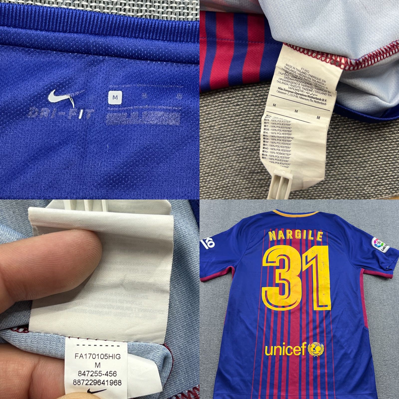 Nike Nike Barcelona 2017 2018 Home Football Jersey Shirt M Multicolor Soccer Dry Moisture Wicking Mens Size US M / EU 48-50 / 2 - 8 Thumbnail