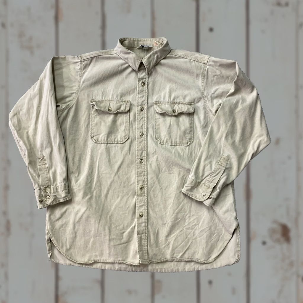 Vintage VINTAGE Five Brother Shirt Mens 3XL Beige Flannel Work Heavy Utility Outdoor Button-Up Long Sleeve Cotton Size US XXL / EU 58 / 5 - 1 Thumbnail