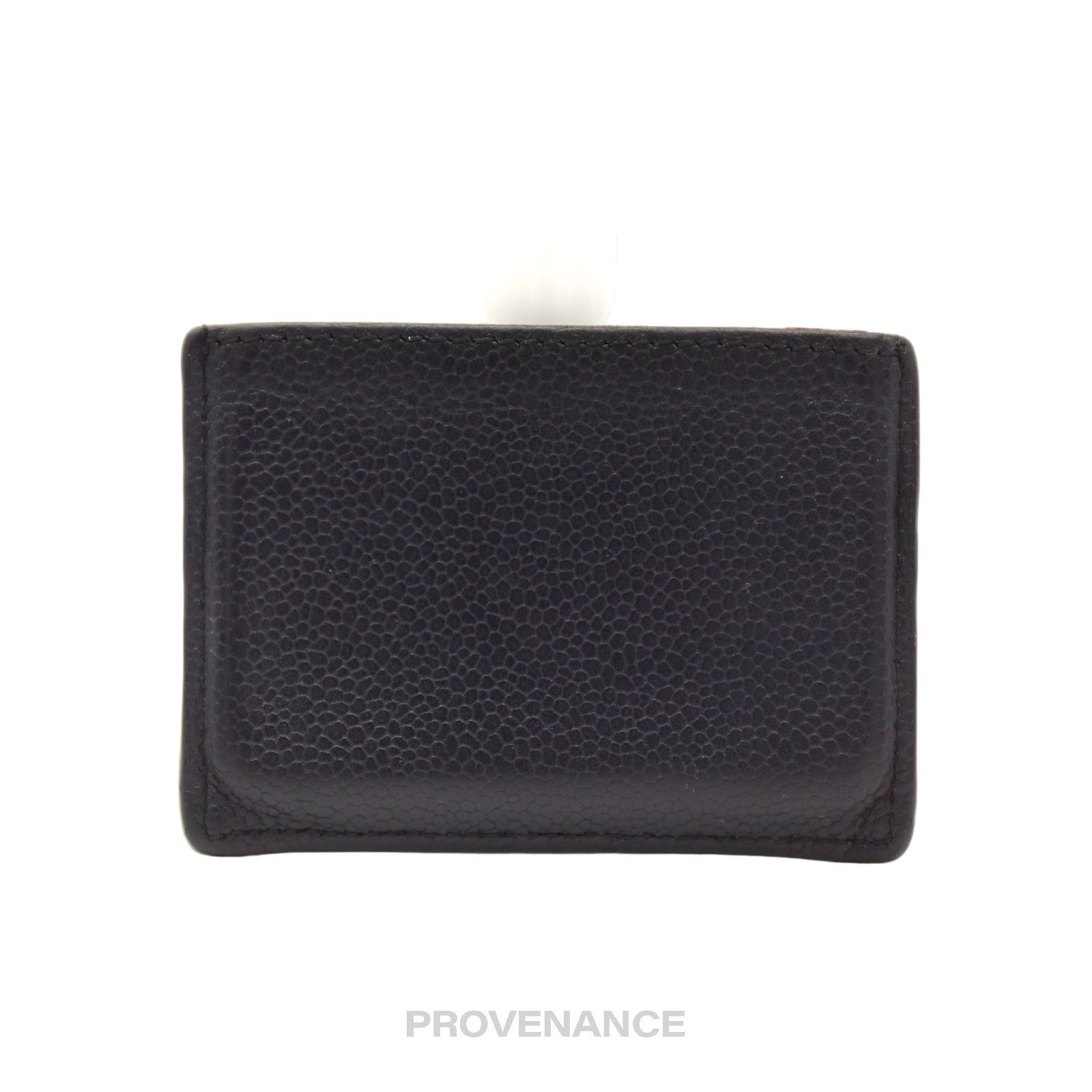 Thom Browne 🔴 Thom Browne Card Holder Wallet - Black Pebbled Leather Size ONE SIZE - 2 Thumbnail