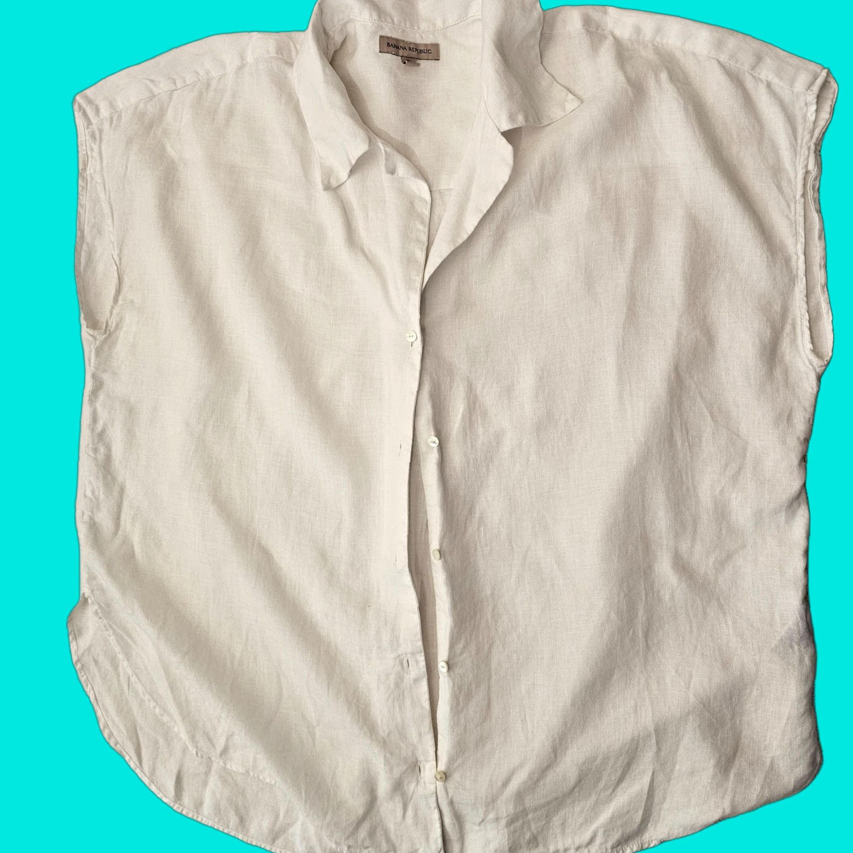 Banana Republic VINTAGE Banana Republic Women’s Sleeveless Button-Up Shirt XL Tall White Linen Spring Summer Casual Workwear Size XL / US 12-14 / IT 48-50 - 1 Thumbnail