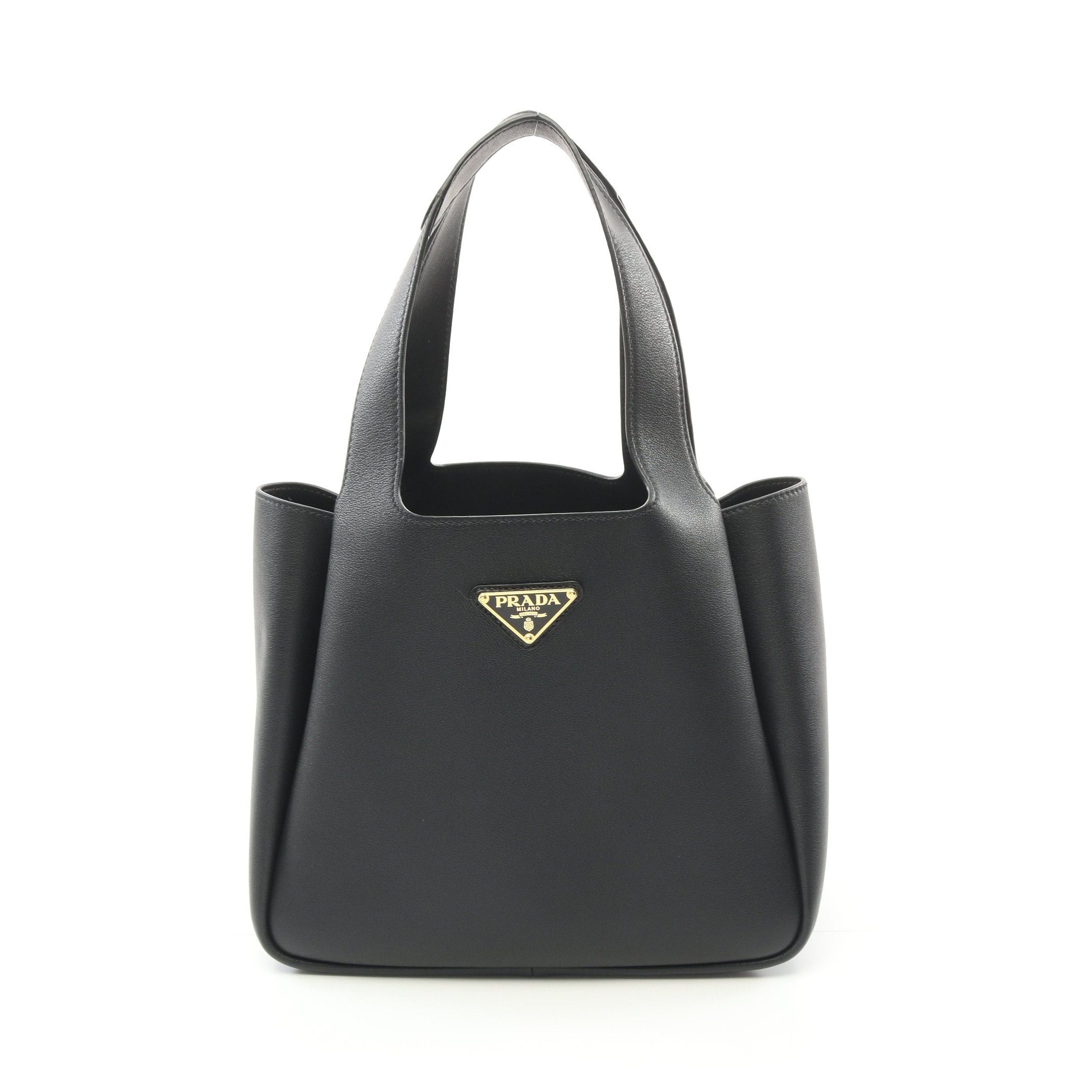 Prada Prada Soft Grain Handbag Tote Bag Leather Black Size ONE SIZE - 1 Thumbnail