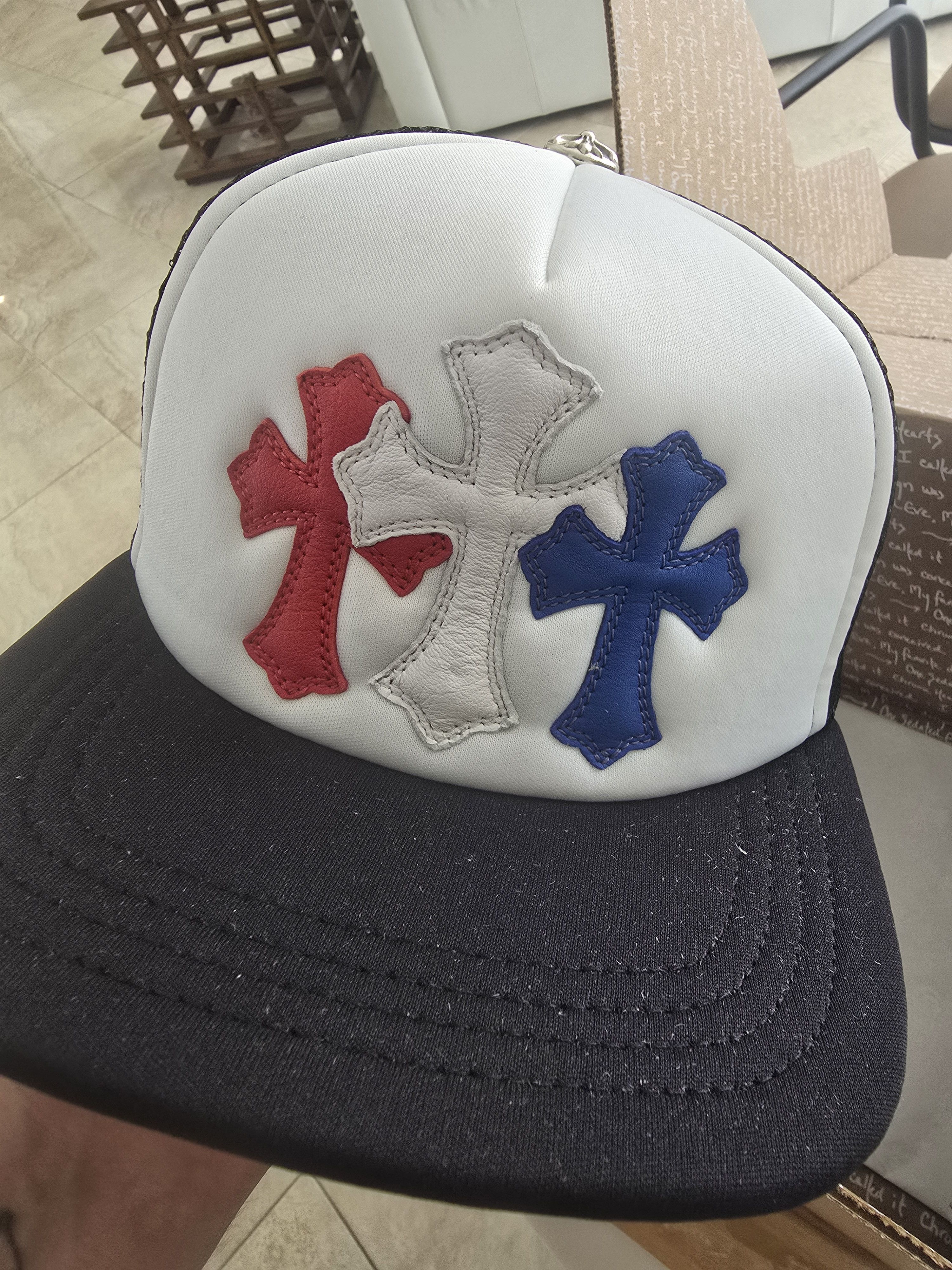 Chrome Hearts Chrome hearts trucker hat cross patches red/white/blue Size ONE SIZE - 6 Thumbnail
