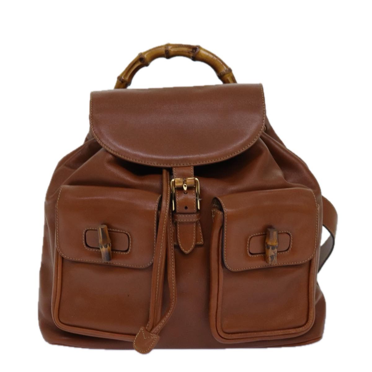 Gucci Bamboo Brown Leather Backpack Bag (Pre-Owned) Size ONE SIZE - 1 Thumbnail