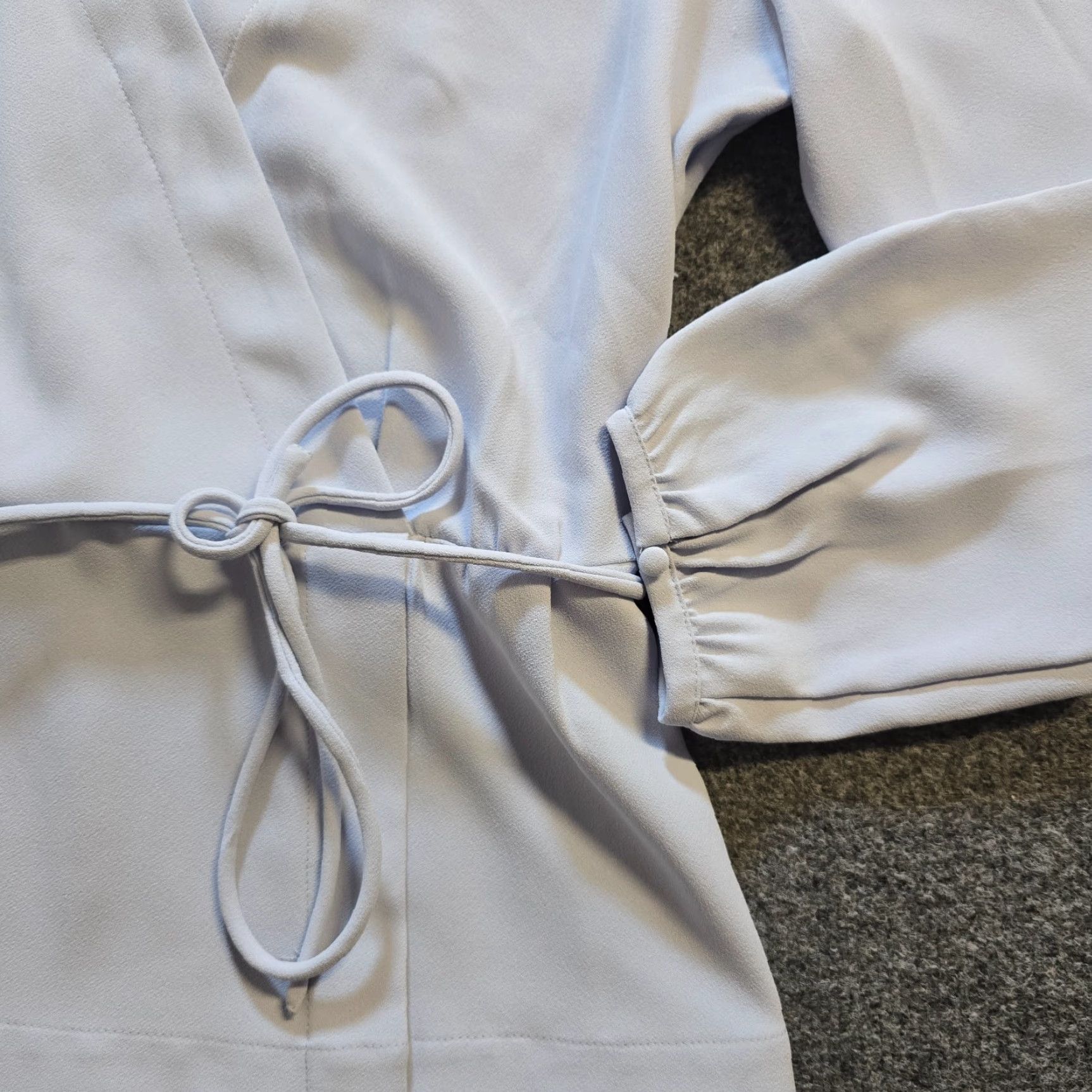 J.Crew J.CREW Top Womens 6 Blue V-Neck Peplum Belted Long Sleeve Zip Office Blouse Shirt Poplin Polyester Casual Classic Size M / US 6-8 / IT 42-44 - 3 Thumbnail