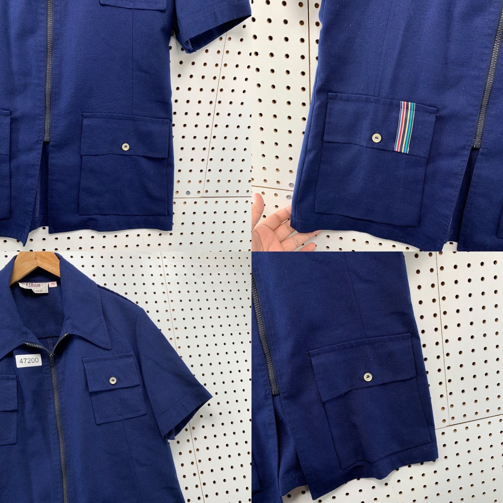 Vintage VINTAGE Ghia Shirt Jacket Mens M Navy Blue Talon Zip 60s 70s Shirt Jacket Ghia Navy Blue Medium 50 Vintage Mens Zip Button-Up 60s 70s Size US M / EU 48-50 / 2 - 8 Thumbnail