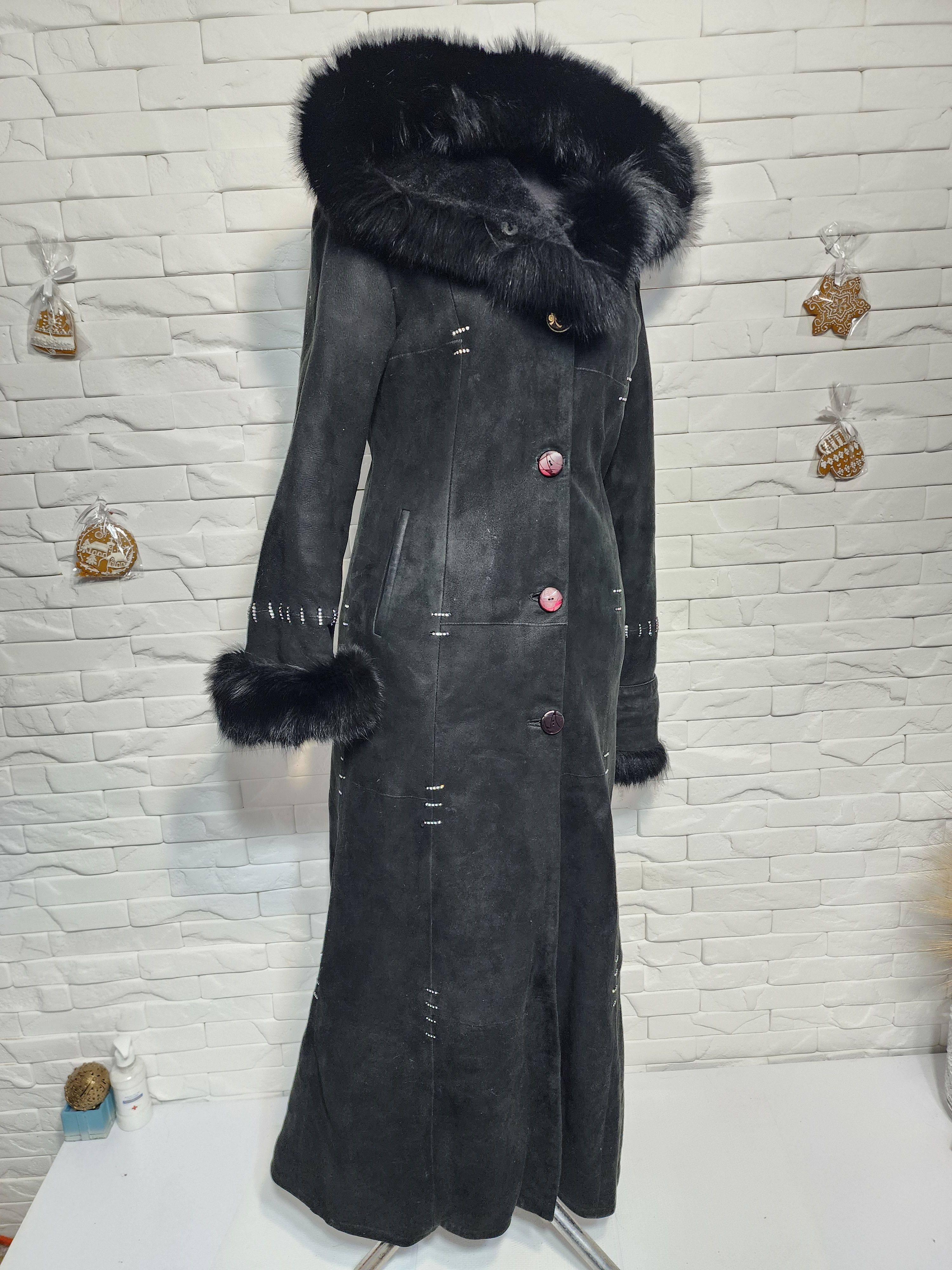 Furla Black Sheepskin Coat: Women's Hooded Fur Jacket, Button Size M / US 6-8 / IT 42-44 - 3 Thumbnail
