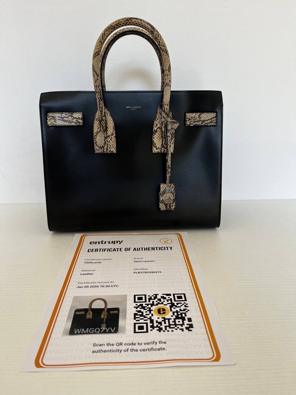 Saint Laurent Paris Saint Laurent sac de jour in black leather and rock python Size ONE SIZE - 2 Thumbnail