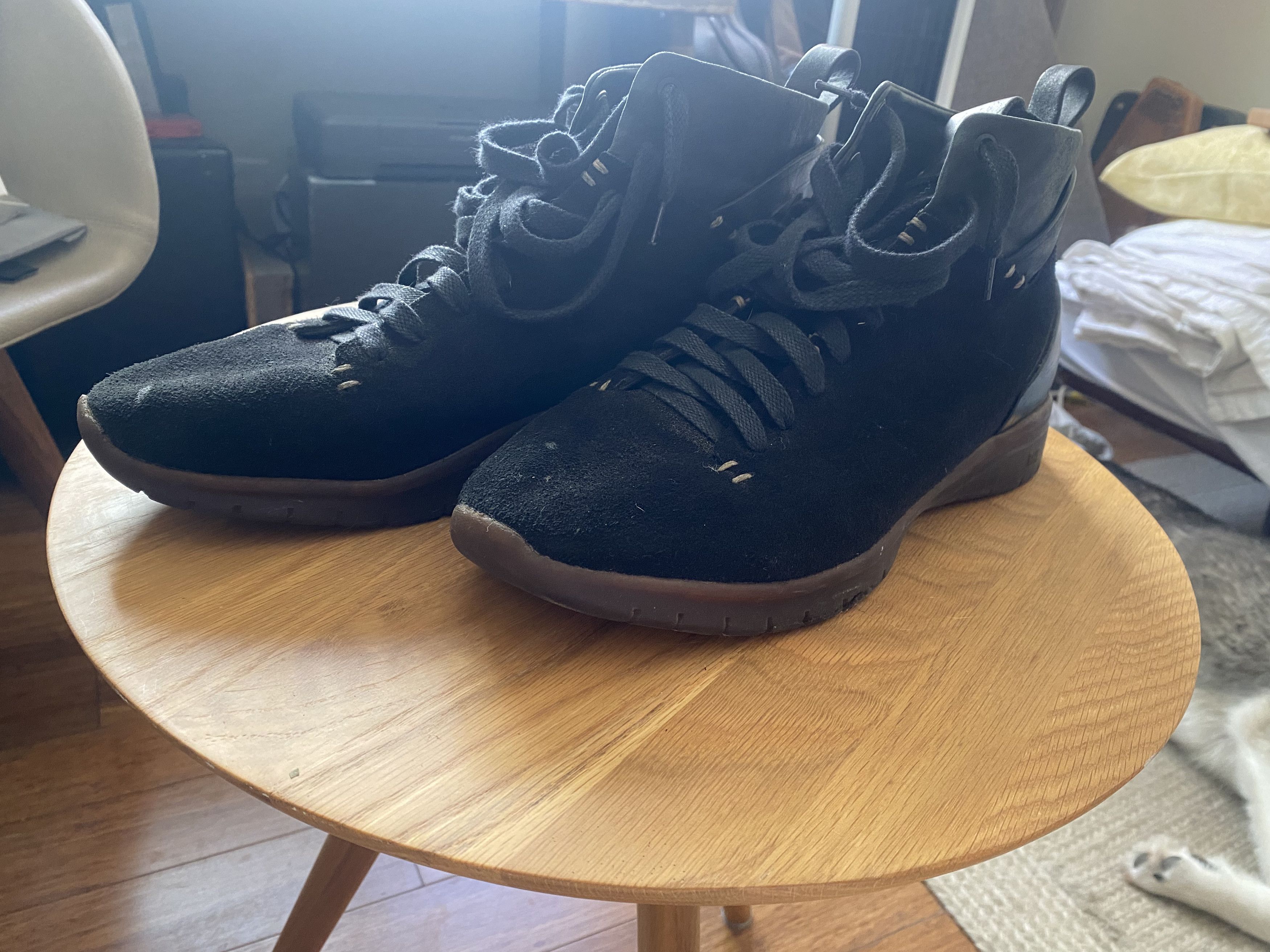 Feit Leather Suede Black High Top Sneakers Shoes 11.5, Men's