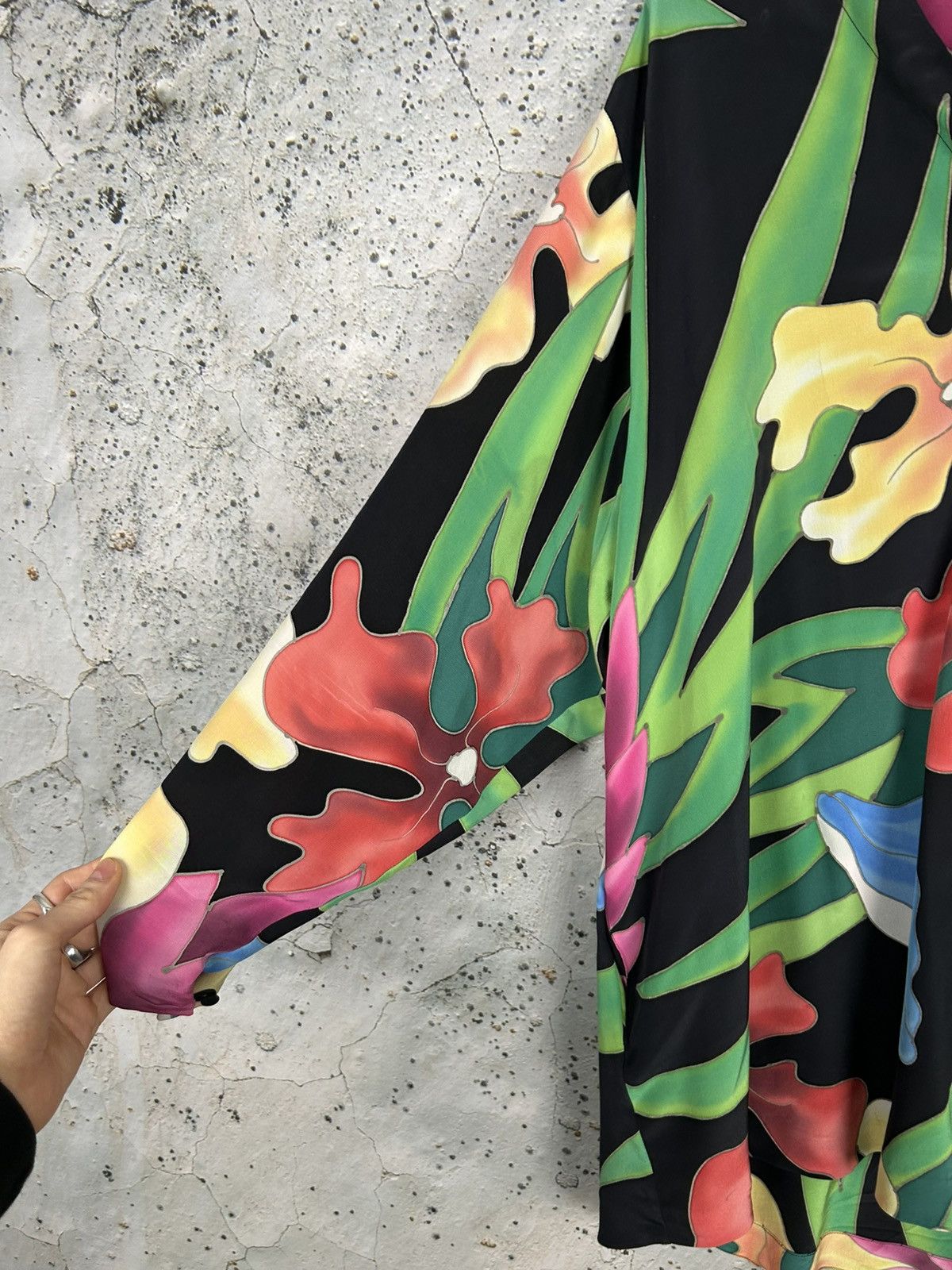Other Vintage Silk Shirt Floral 90s Archival Grunge Punk Skate Size US XL / EU 56 / 4 - 4 Thumbnail
