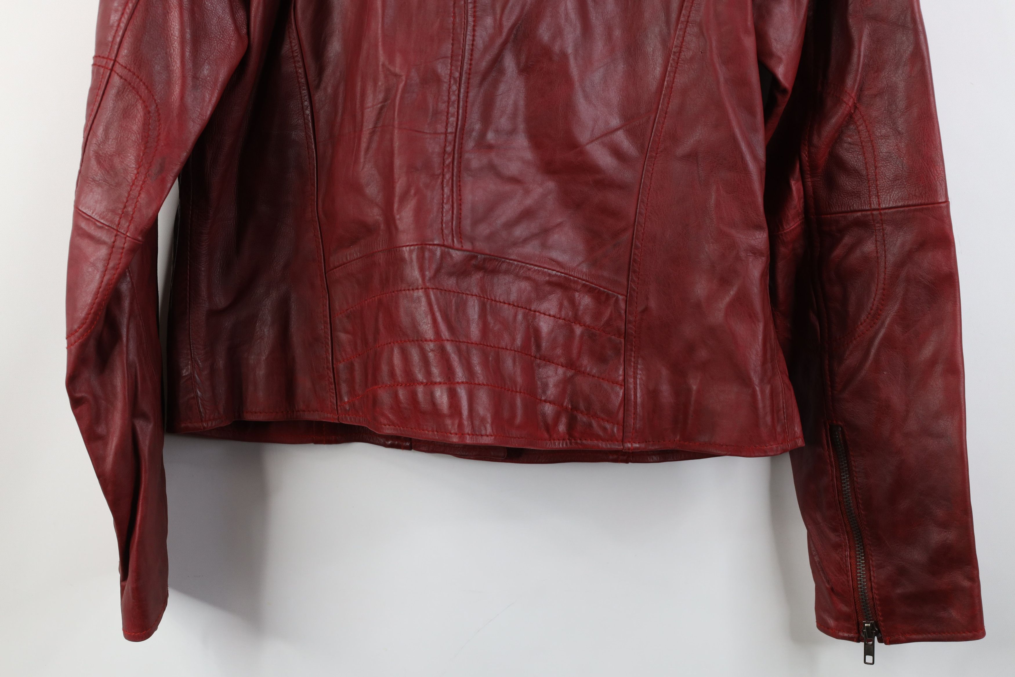 Vintage Vintage Streetwear Zip Leather Motorcycle Jacket Red Size L / US 10 / IT 46 - 15 Thumbnail