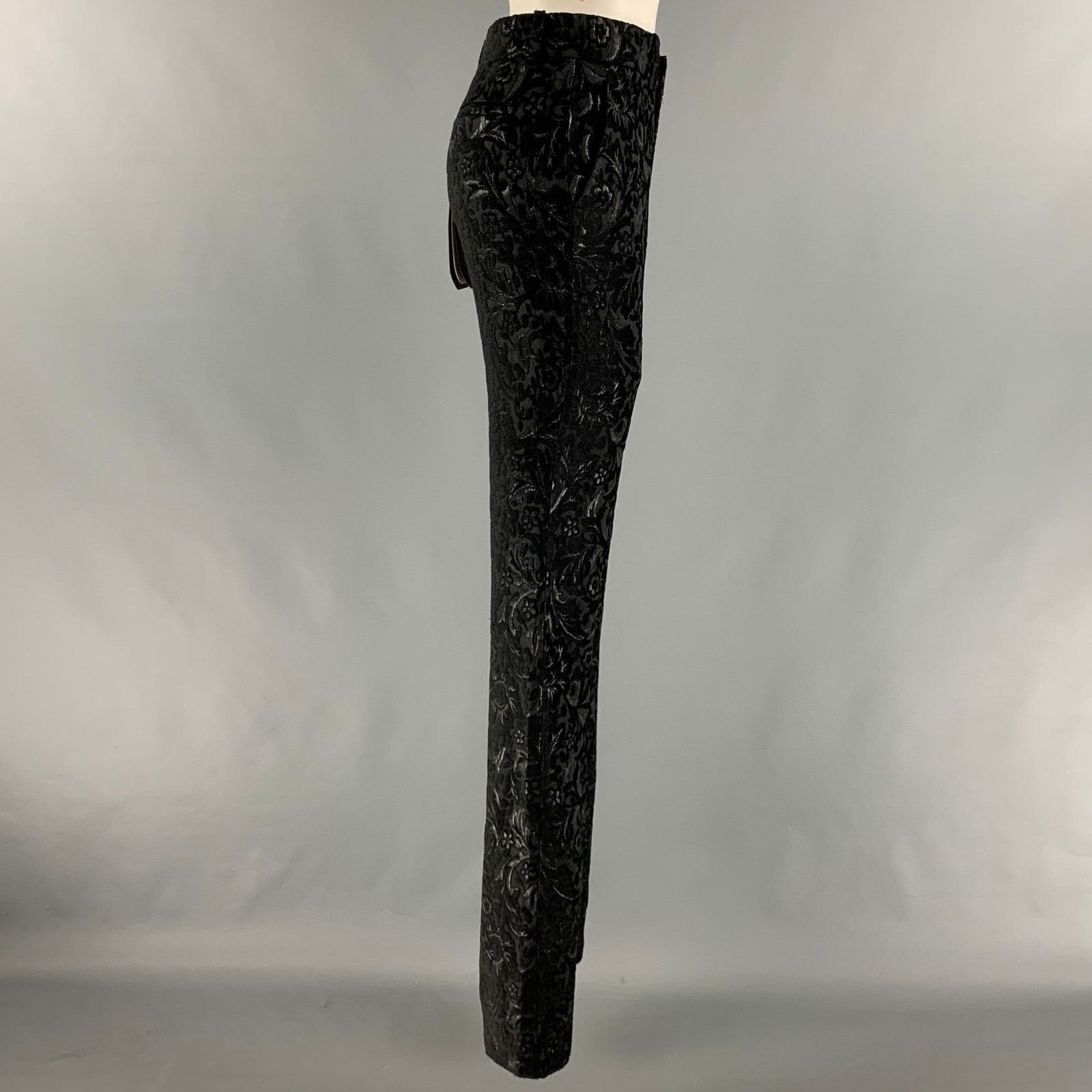 Gucci GUCCI Size 4 Black Rayon Blend Jacquard Low Rise Dress Pants Size 27" / US 4 / IT 40 - 3 Thumbnail