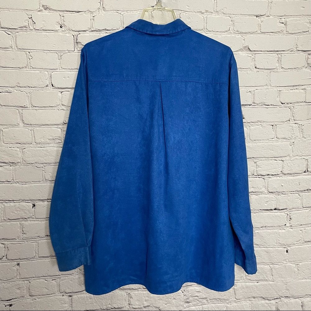 Chicos Chico’s Design Royal Blue Suede Feel Button Down Shirt Size Size XL / US 12-14 / IT 48-50 - 3 Thumbnail