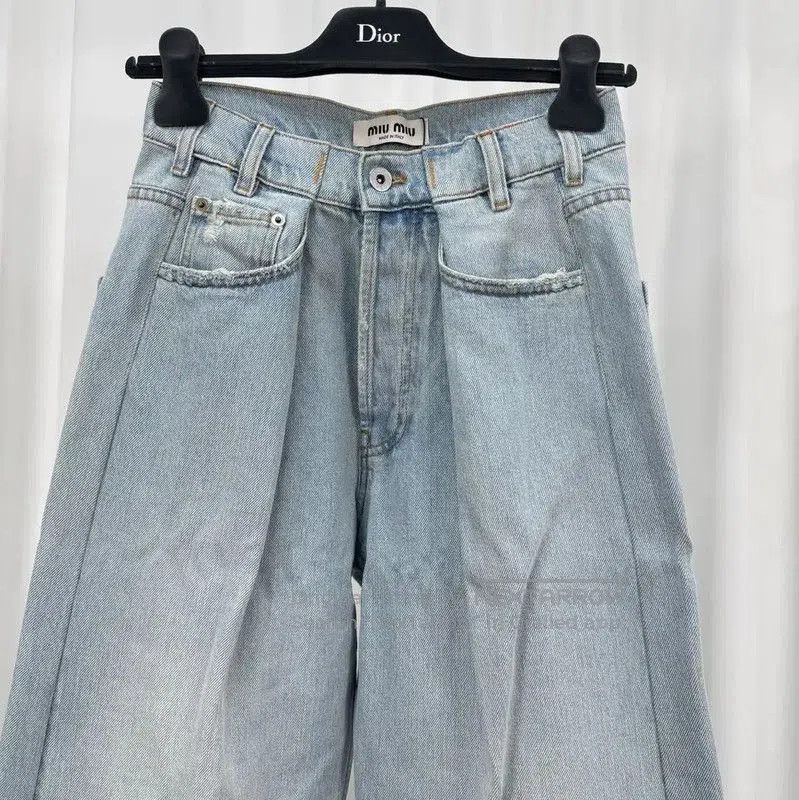 Miu Miu Miu Miu Blue Denim Logo Women's Pants . Size 23" - 3 Thumbnail