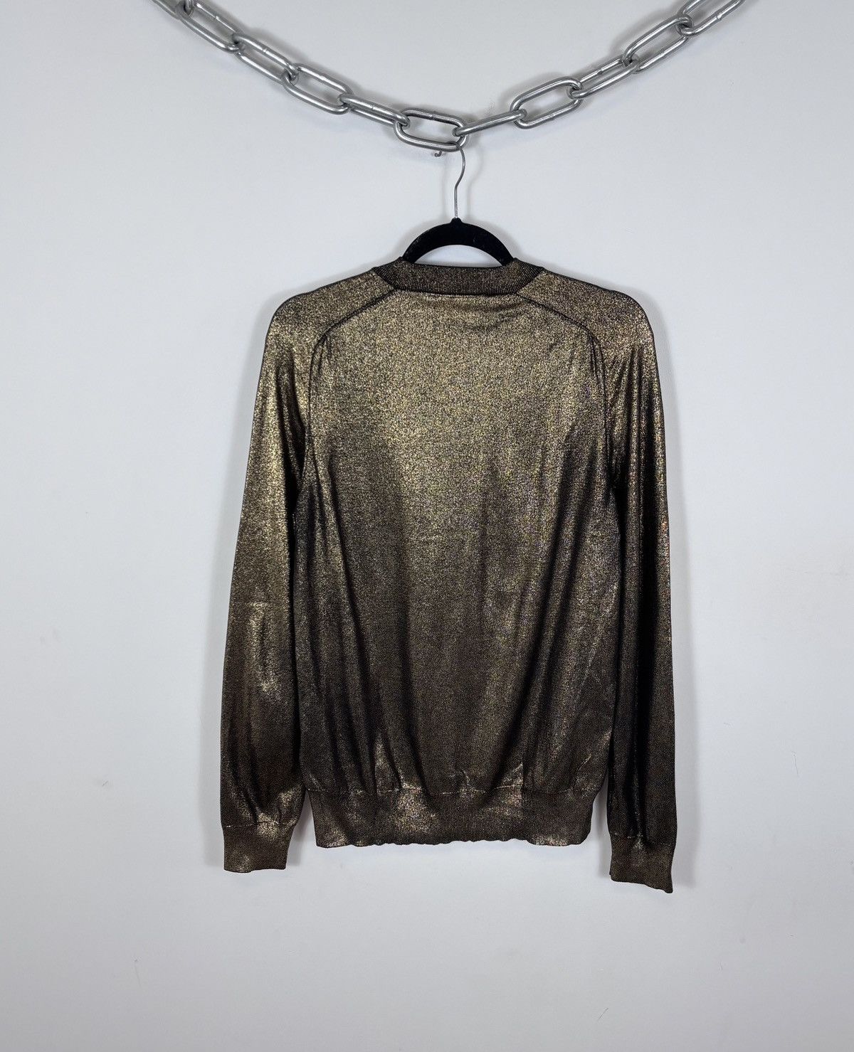 Balmain × H&M Balmain x H&M Women’s Gold Metallic Shimmer Sweater Size L / US 10 / IT 46 - 12 Thumbnail