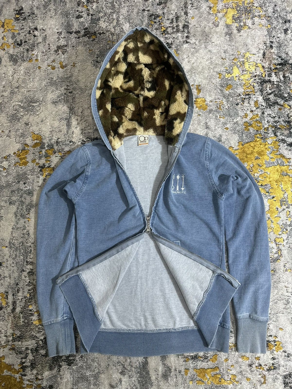 20471120 VINTAGE OCEAN PACIFIC MILITARY FUR ZIPPER HOODIE GOA STYLE Size US S / EU 44-46 / 1 - 3 Thumbnail