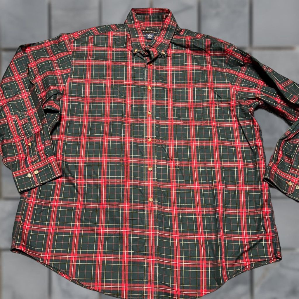 Brooks Brothers Brooks Brothers Shirt Mens XL Non Iron Plaid Green Red Long Sleeve Button Size US XL / EU 56 / 4 - 1 Thumbnail