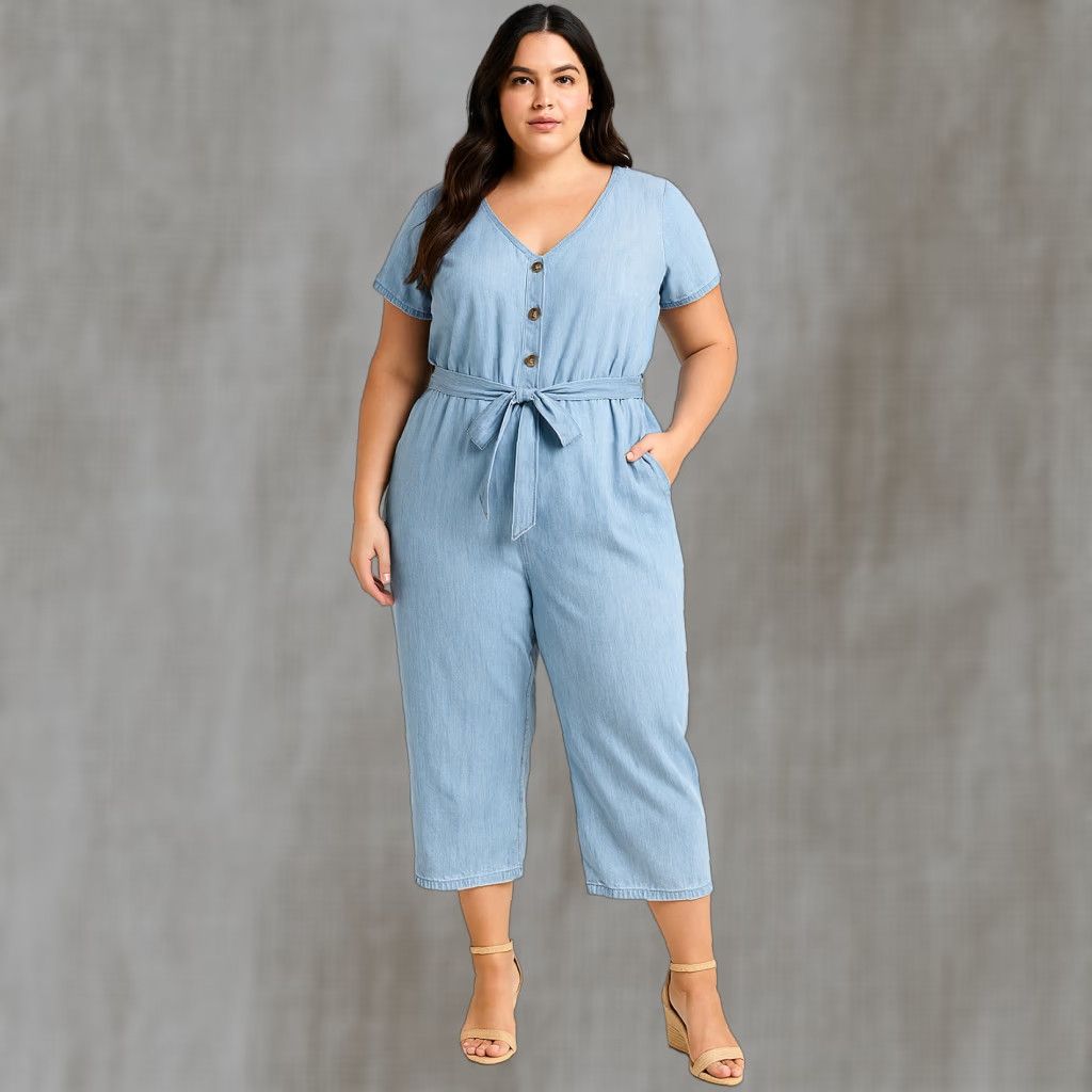 VINTAGE John's Bay Women's Jumpsuit Plus Size 2X Blue Chambray