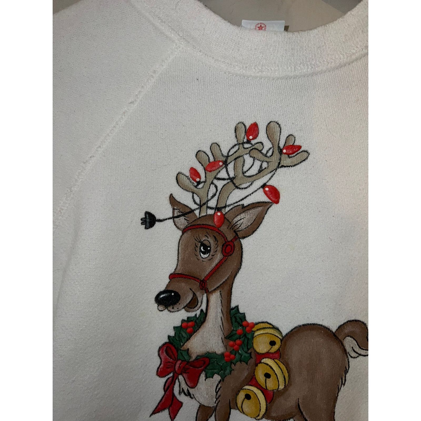 Tultex Vintage Reindeer Sweatshirt Tultex White Christmas 80s L Size US L / EU 52-54 / 3 - 2 Thumbnail