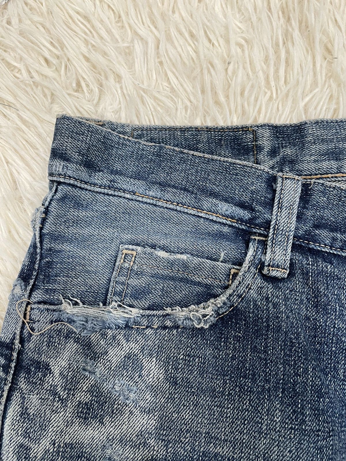 Japanese Brand Ozone Rocks Thrashed Redline Japan Denim Size US 31 - 6 Thumbnail