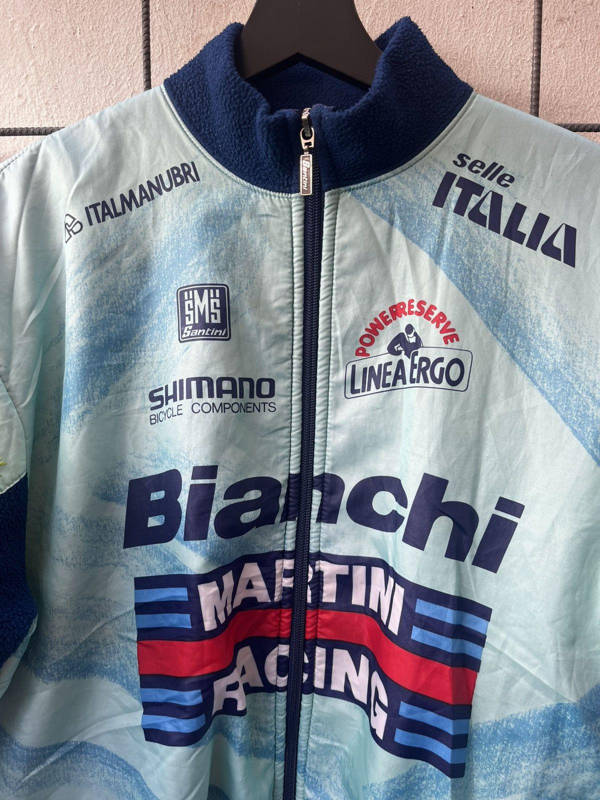 Other SMS Santini x Martini x Bianchi Vintage Fleece Bomber Jacket Size US XL / EU 56 / 4 - 4 Thumbnail