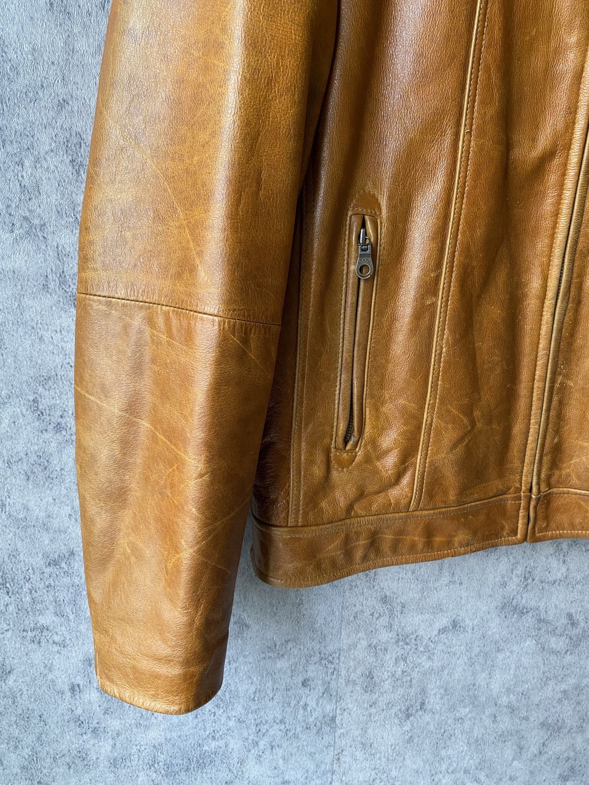 Japanese Brand Vintage Uniqlo Patina Design Leather Jacket Size US M / EU 48-50 / 2 - 5 Thumbnail
