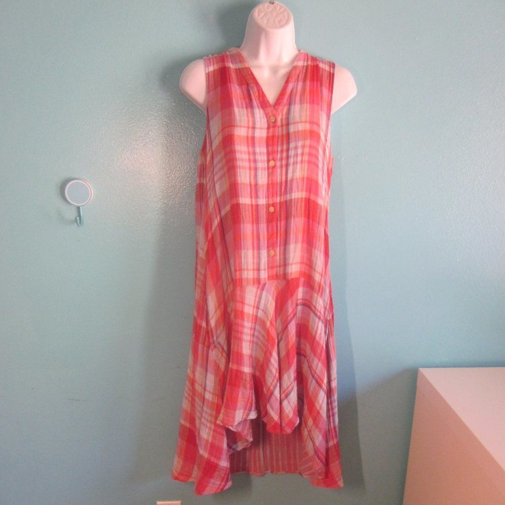 anthropologie red plaid dress Anthropologie Red/ White Plaid Tie Strap Midi Dress Small