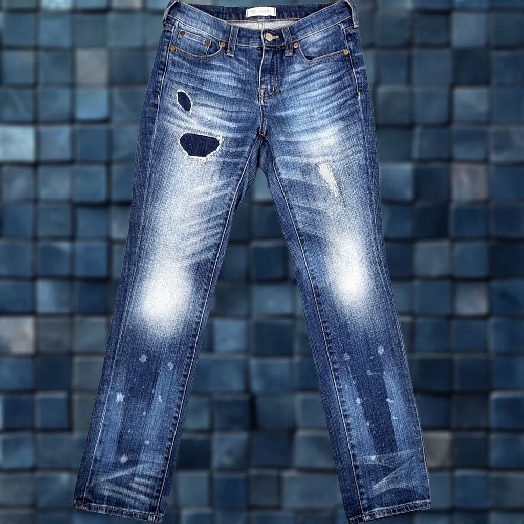 Madewell Madewell Jeans Women's Size 24 Distressed Denim Blue Regular Rise Button Front Medium Wash Solid Pattern - Womens Size 42" / US 20 - 1 Thumbnail