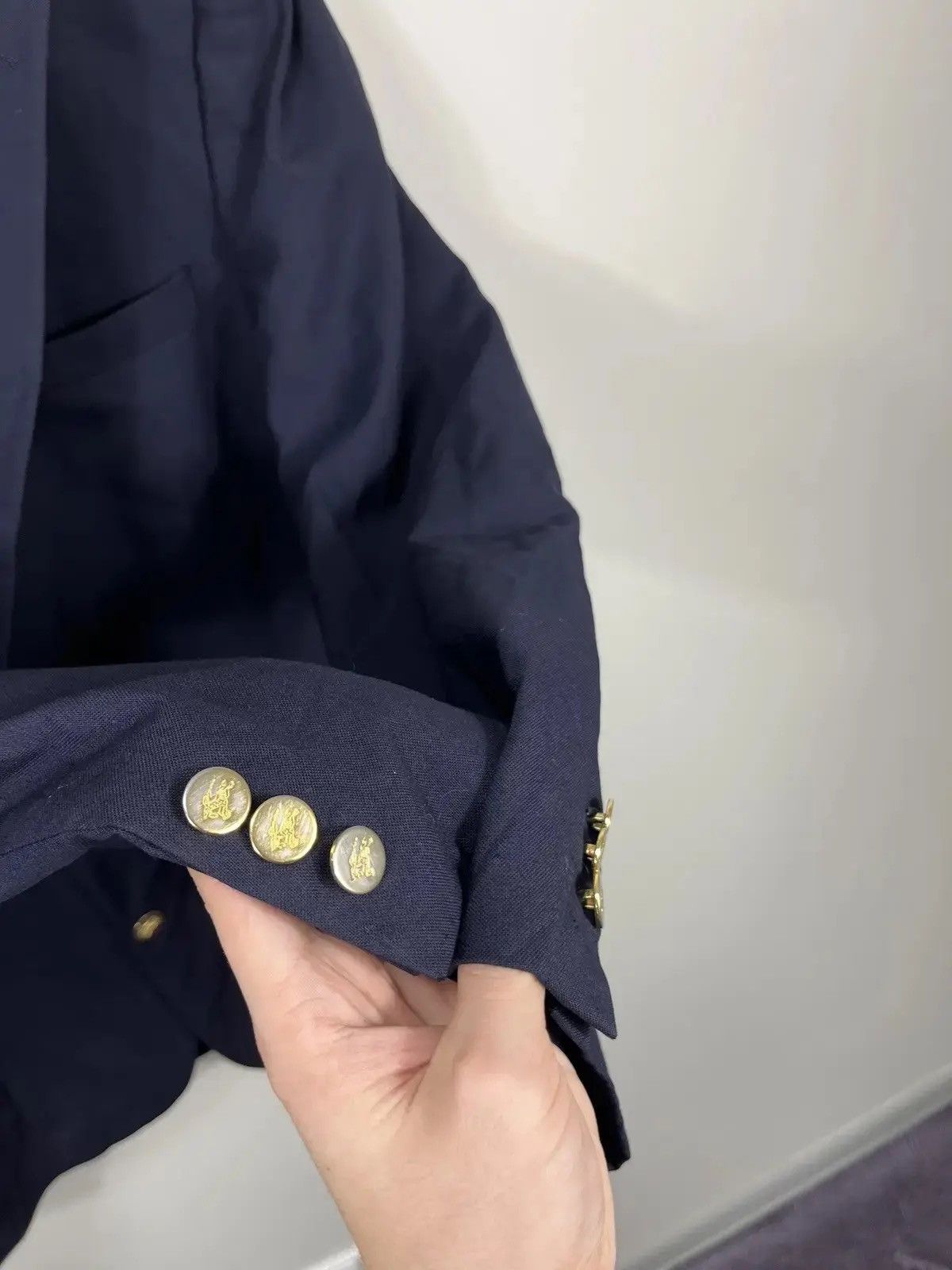 Burberry Vintage Burberry Gold Buttons Navy Luxury Wool Blazer Size 48R - 5 Thumbnail