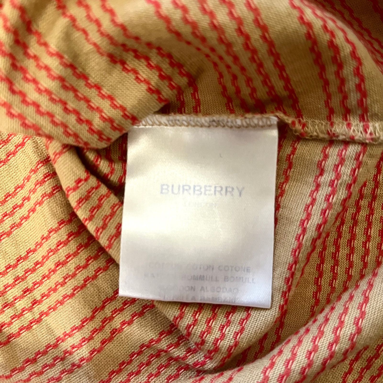 Burberry × Vintage Burberry Golf Vintage Camel Cotton Red Stripe Polo T-Shirt Size M / US 6-8 / IT 42-44 - 5 Thumbnail