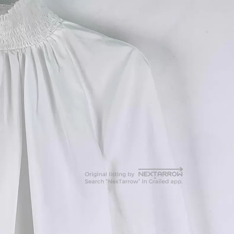Prada Prada White button design cotton high-neck pleated long-sl Size XS / US 0-2 / IT 36-38 - 3 Thumbnail