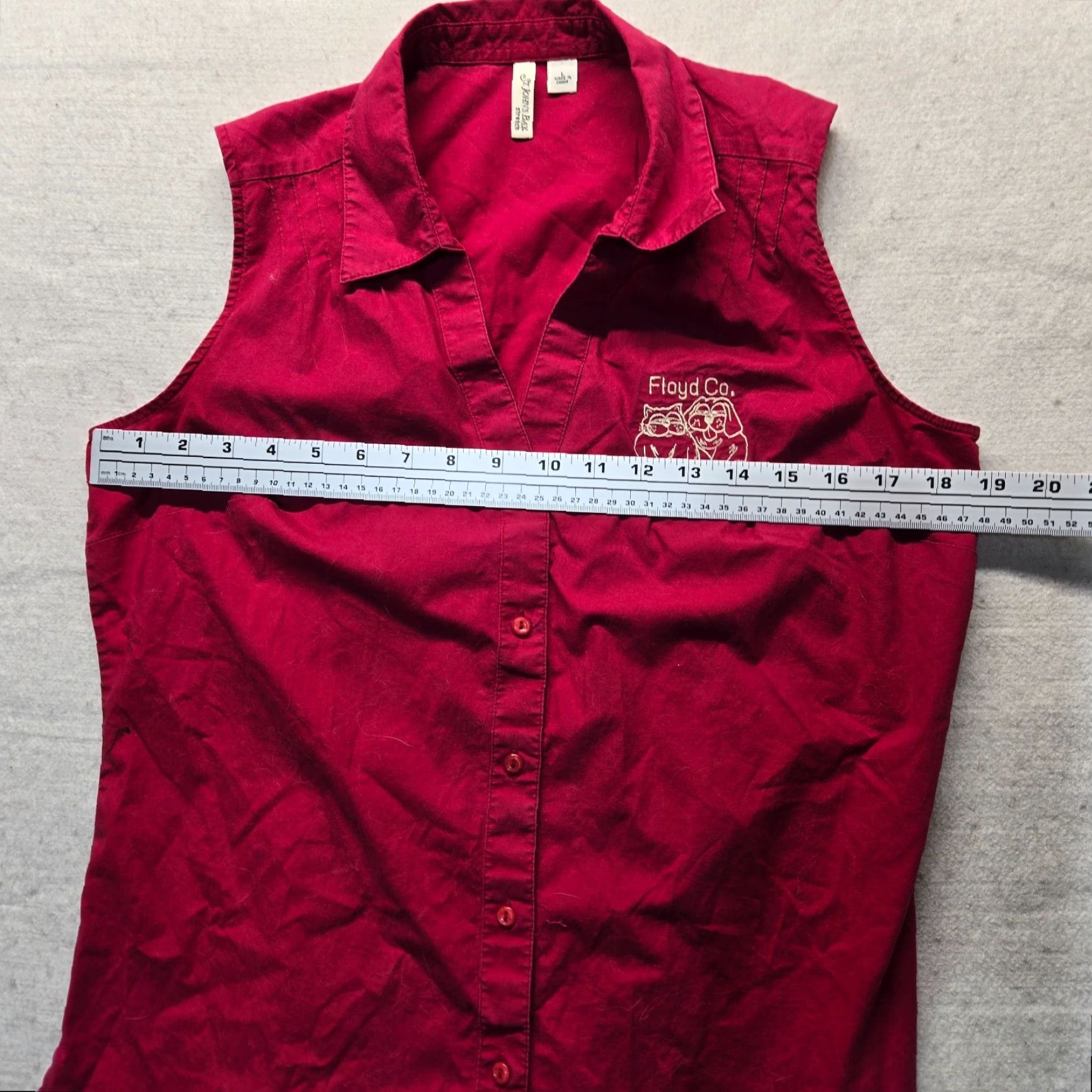 CO VINTAGE Floy Co Humane Society Virginia Red Sleeveless Button-Up Shirt Women L Cotton Casual Size L / US 10 / IT 46 - 4 Thumbnail