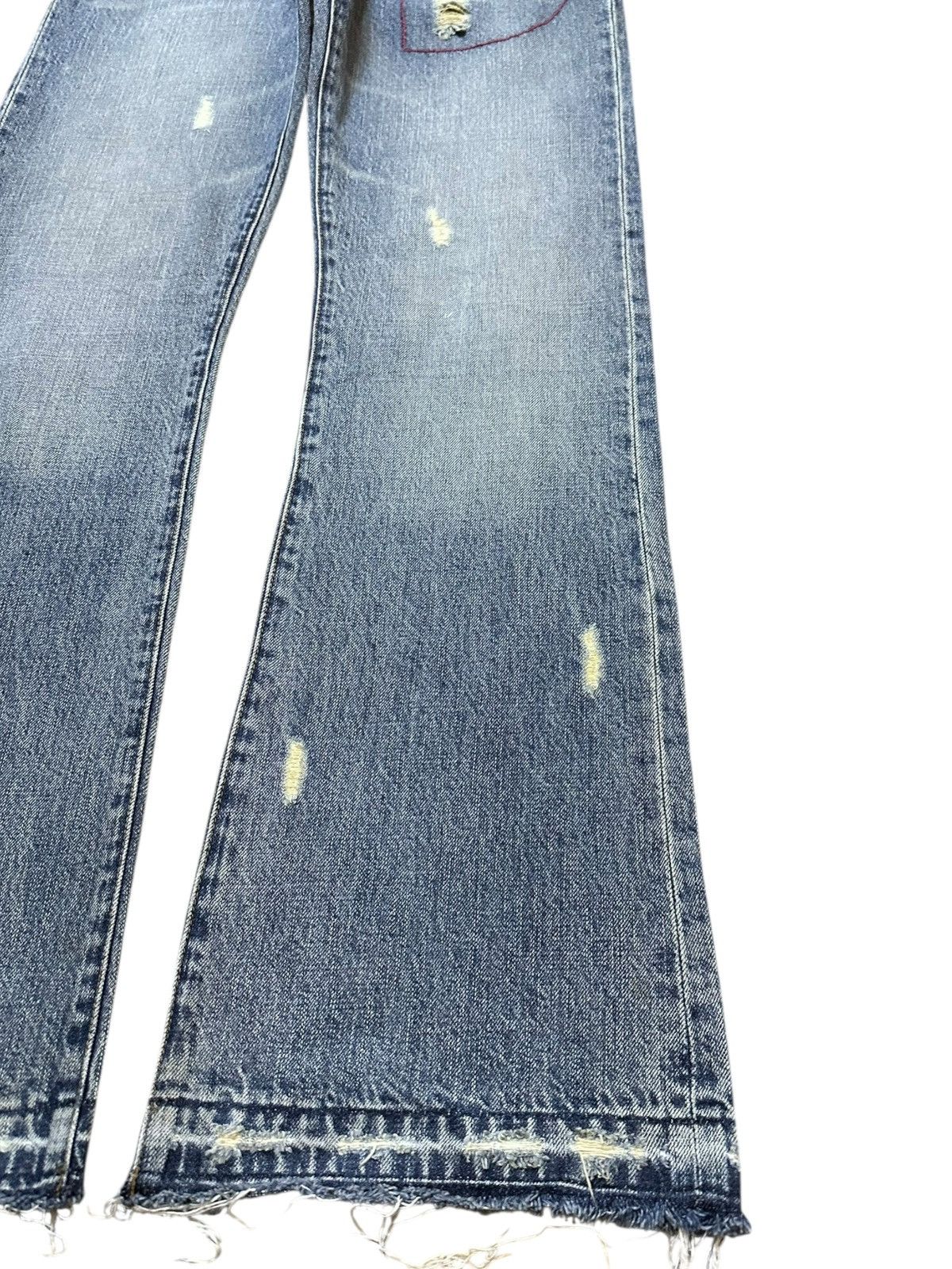 Cout de la Liberte Vintage Coats Of Arms Famock Flare Grunge Distressed Denim Size US 31 - 5 Thumbnail