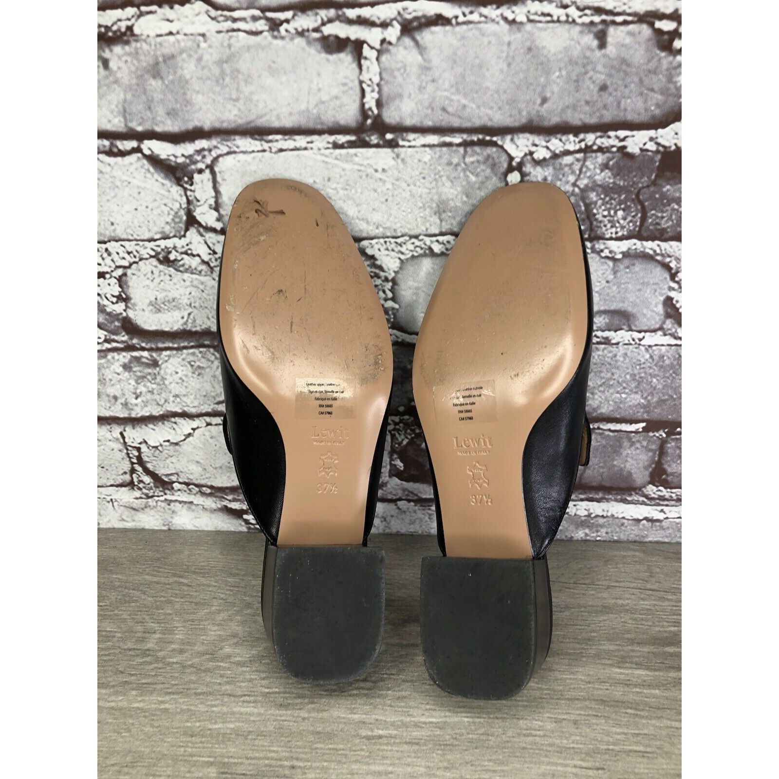 Other Lewit Black Leather Slip On Block Heel Mules Dress Shoes Wom Size US 7 / IT 37 - 16 Thumbnail