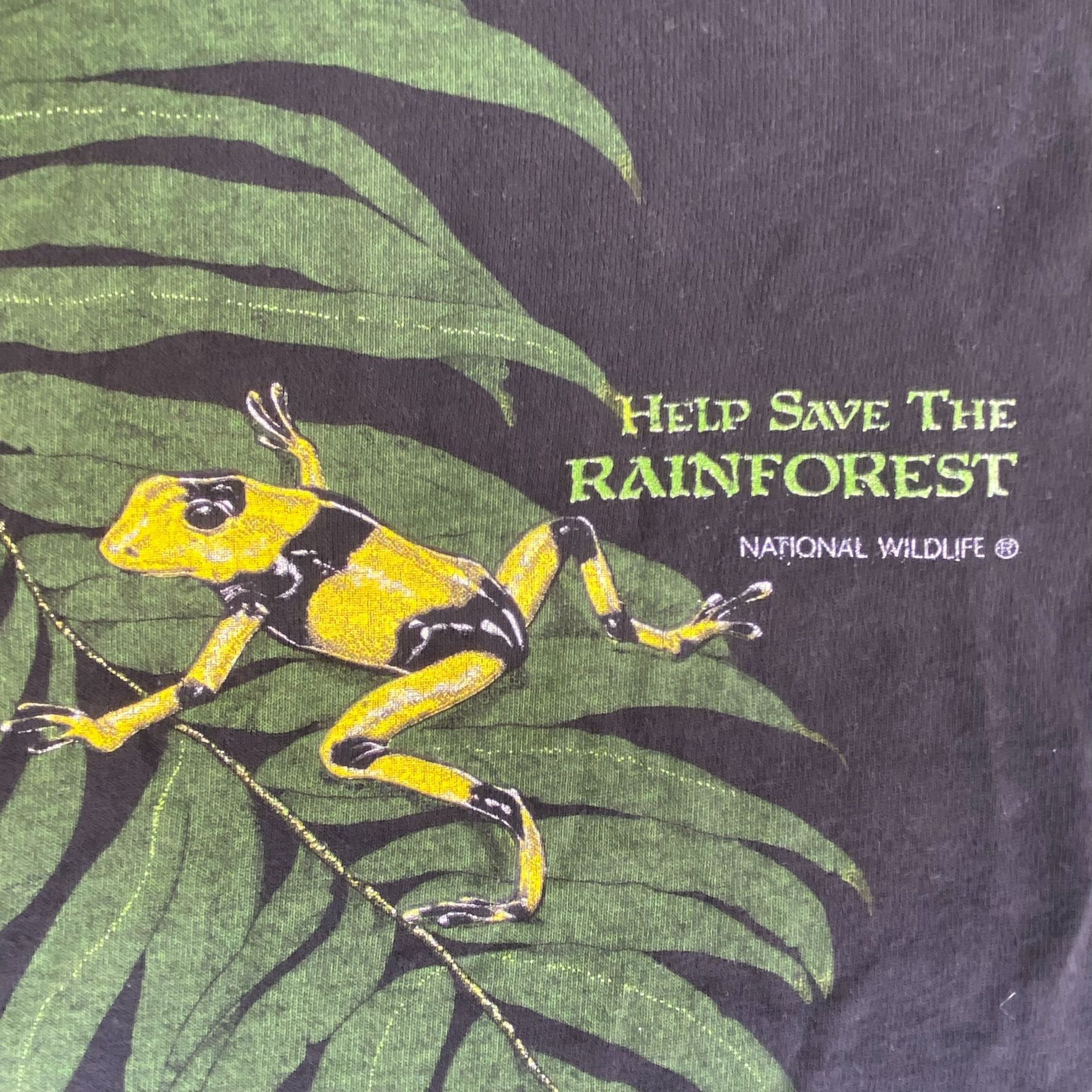 Hanes Vintage 90s Rainforest Frogs Shirt Nature Animal Jungle Tee Size US M / EU 48-50 / 2 - 4 Thumbnail