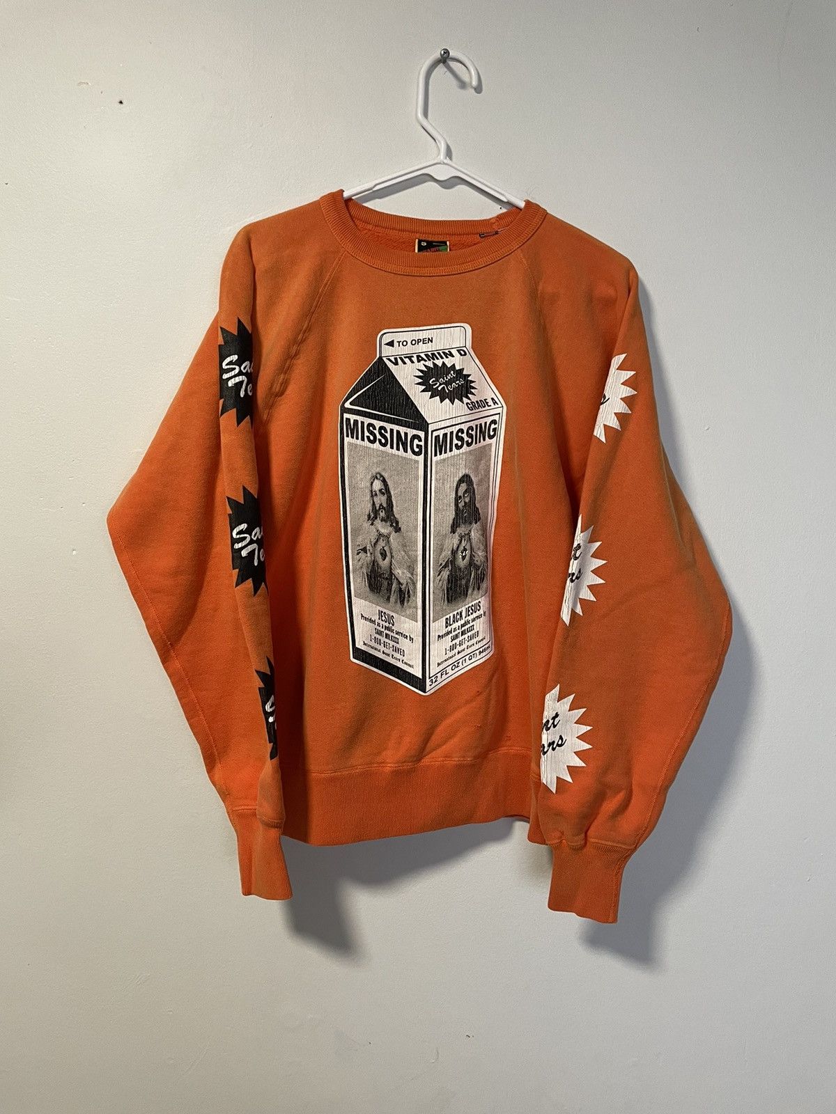 image of Saint Mxxxxxx Denim Tears Missing Milk Carton in Orange, Men's (Size Small)