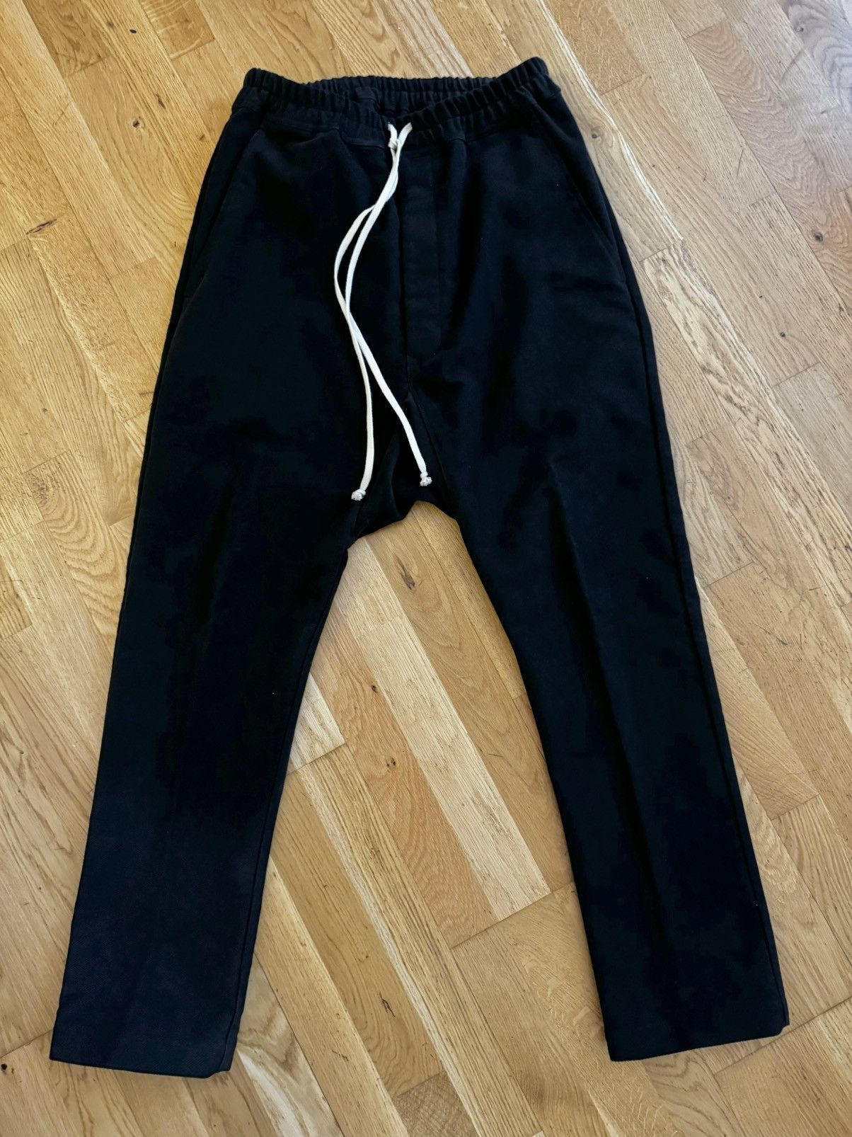 image of Rick Owens Long Drawstring Pants Drop Crotch Size 48 Black, Men's