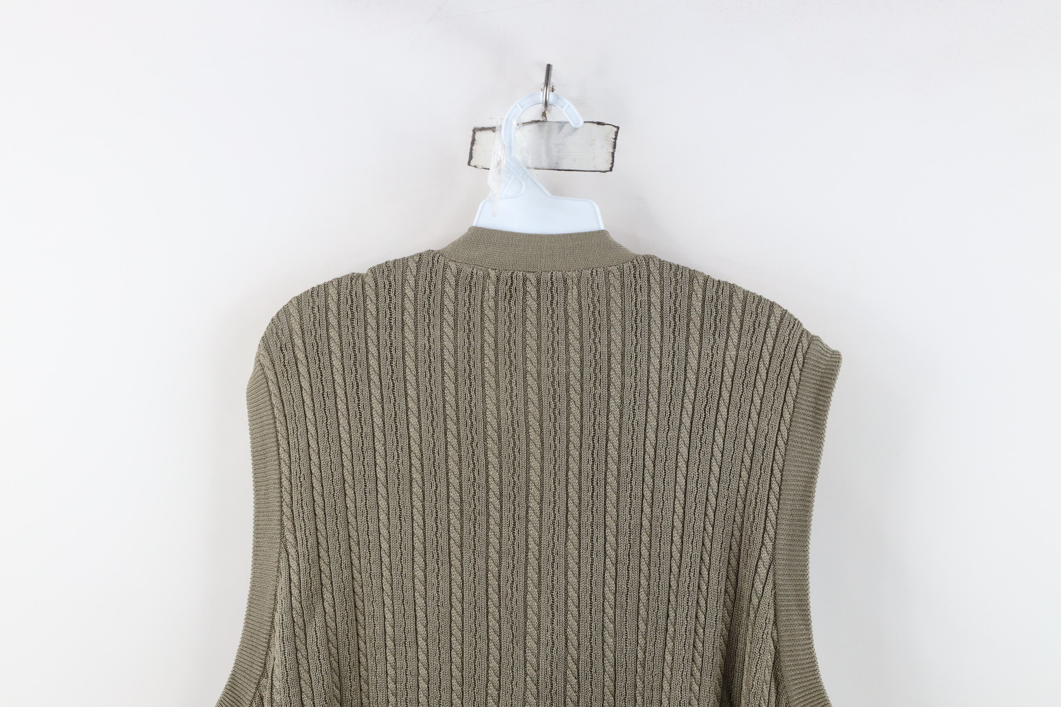 Vintage Vintage 90s Streetwear Cable Knit Cardigan Sweater Vest Size US L / EU 52-54 / 3 - 10 Thumbnail