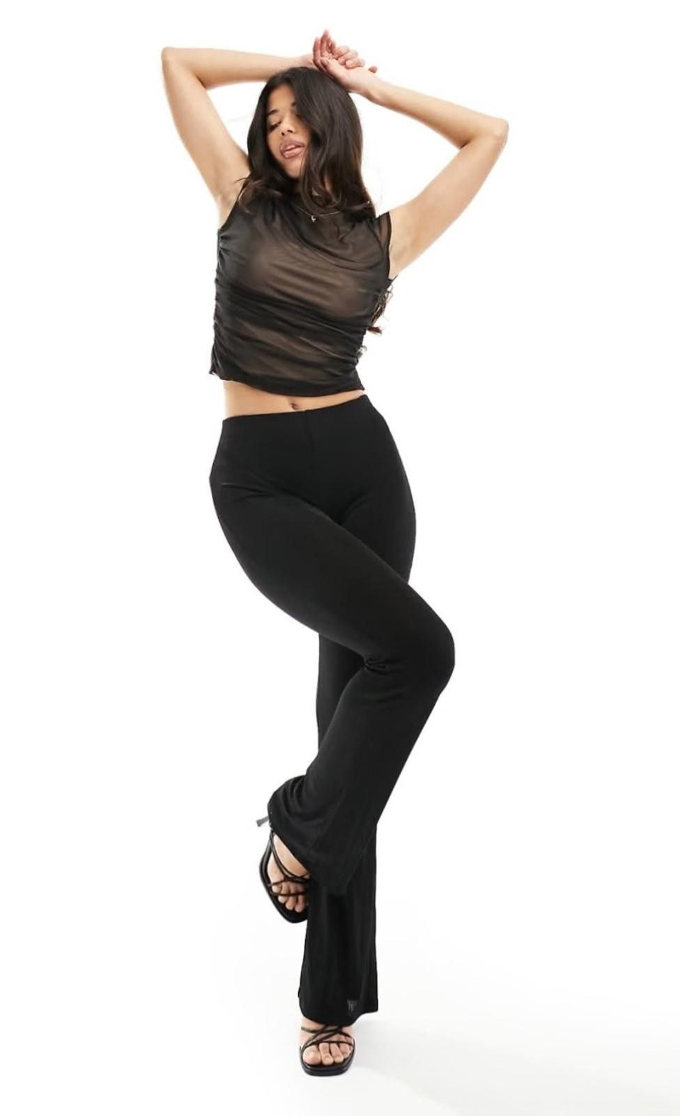 Asos ASOS DESIGN Mesh Drape Top with Cap Sleeve (X-SMALL) Size XS / US 0-2 / IT 36-38 - 2 Thumbnail
