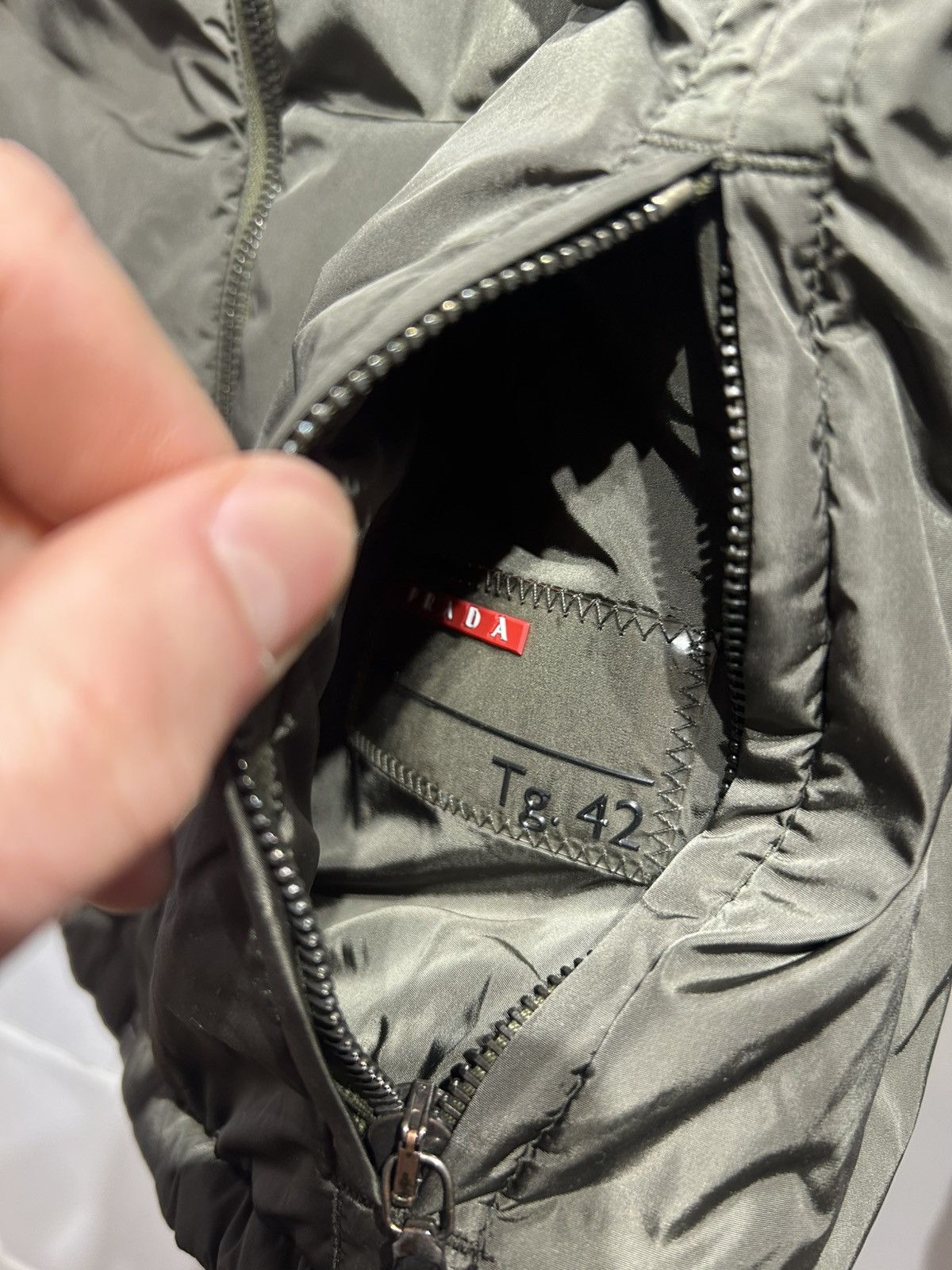 Prada Reversible Jacket Size 42 S-M Olive GREEN Brown Beige Womens Size M / US 6-8 / IT 42-44 - 12 Thumbnail