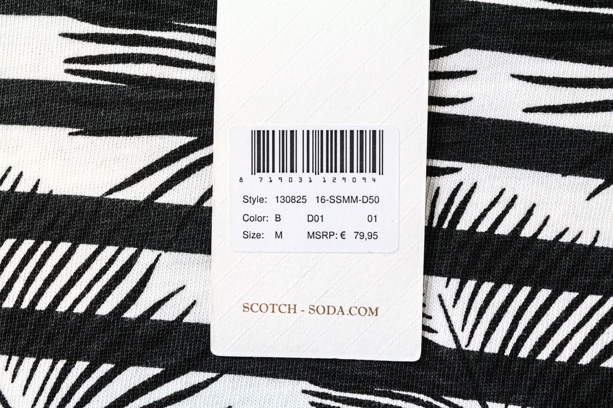 Scotch & Soda AMS COUTURE M Black White Cotton Patterned T-Shirt 75415 Size US M / EU 48-50 / 2 - 5 Thumbnail