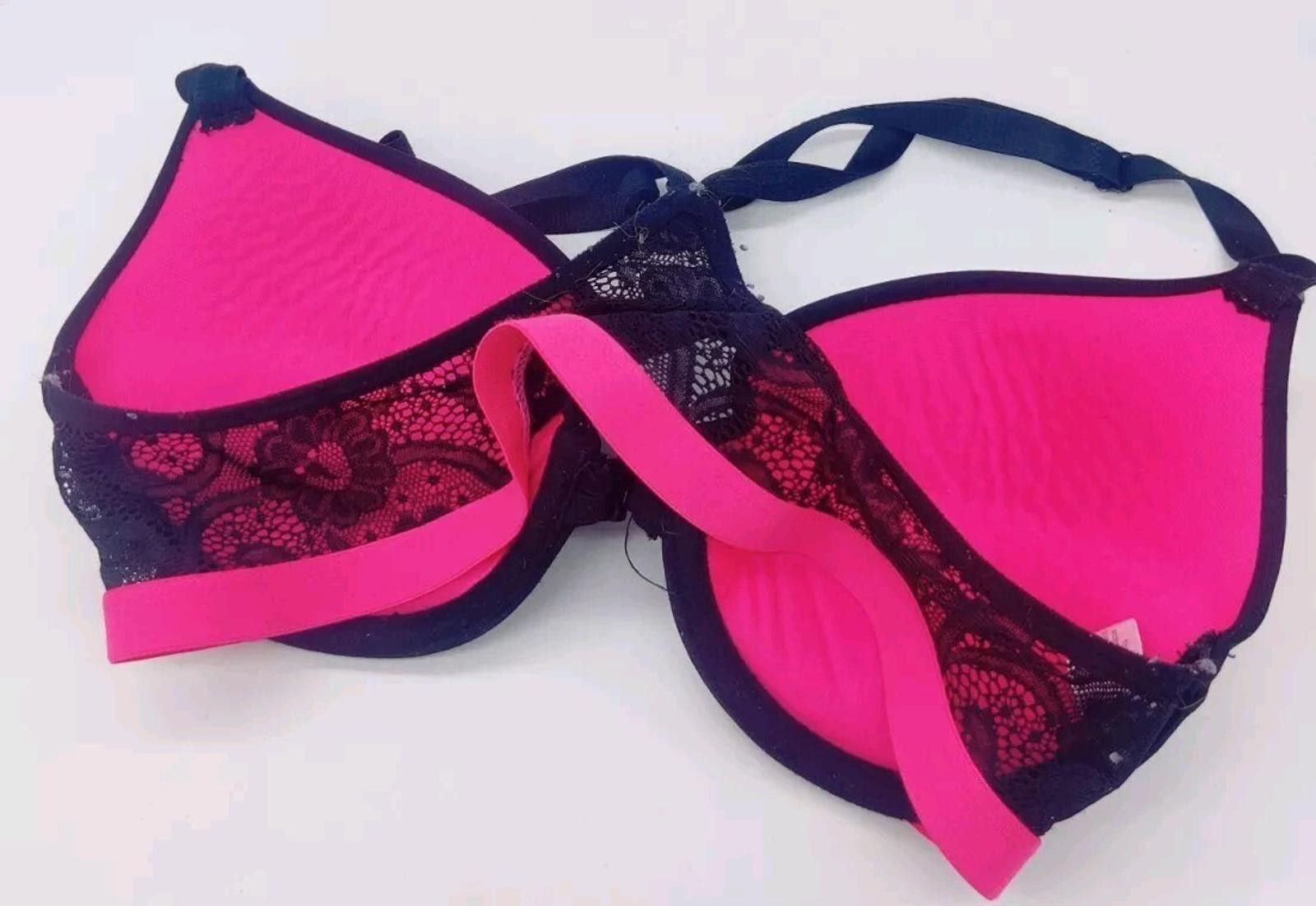 Other Prima Valentina Bra Black Lace & Hot Pink 34C Push Up Laceey Size ONE SIZE - 7 Thumbnail
