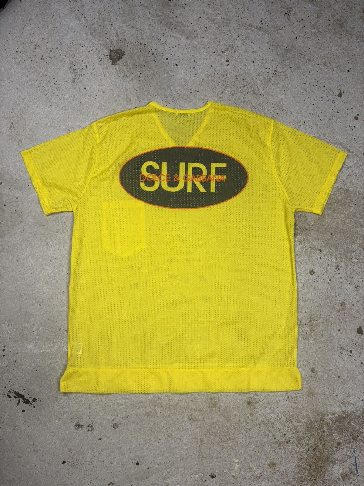 Dolce & Gabbana Vintage 90s Dolce & Gabbana Mare Yellow Surf Mesh T Shirt Size US XL / EU 56 / 4 - 2 Thumbnail