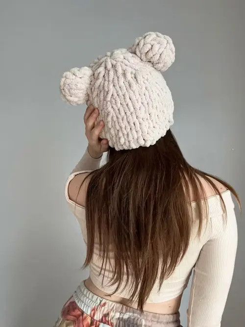 Japanese Brand Bear hat . Knitted handmade . Trend hat Size ONE SIZE - 1 Thumbnail