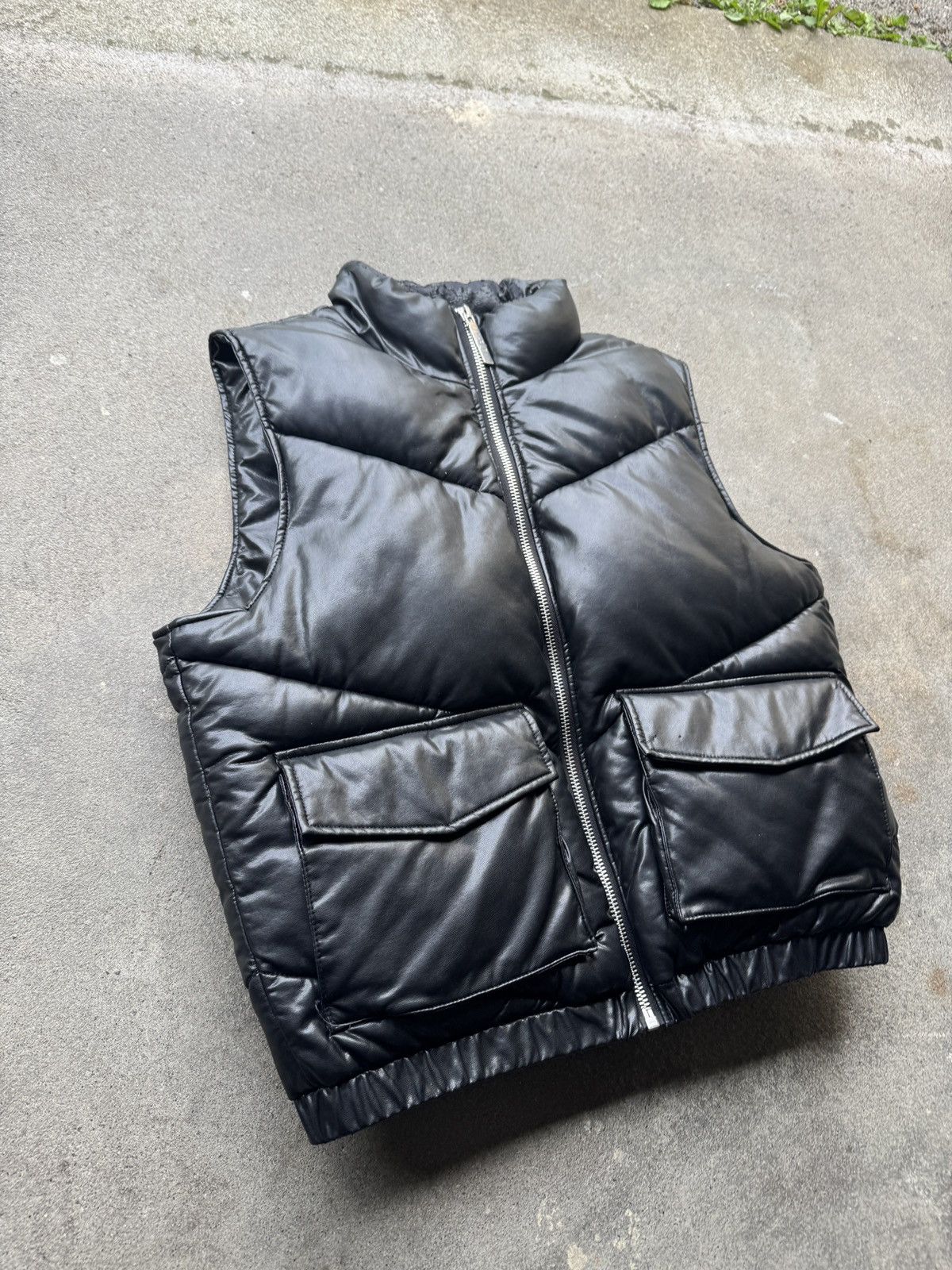 Peso Black PESO Faux Leather Puffer Vest Cropped Utility Size US M / EU 48-50 / 2 - 4 Thumbnail