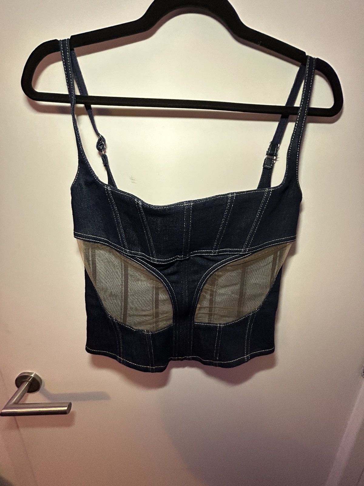 image of Mugler 90's Denim Corset Top in Blue, Women's (Size Small)