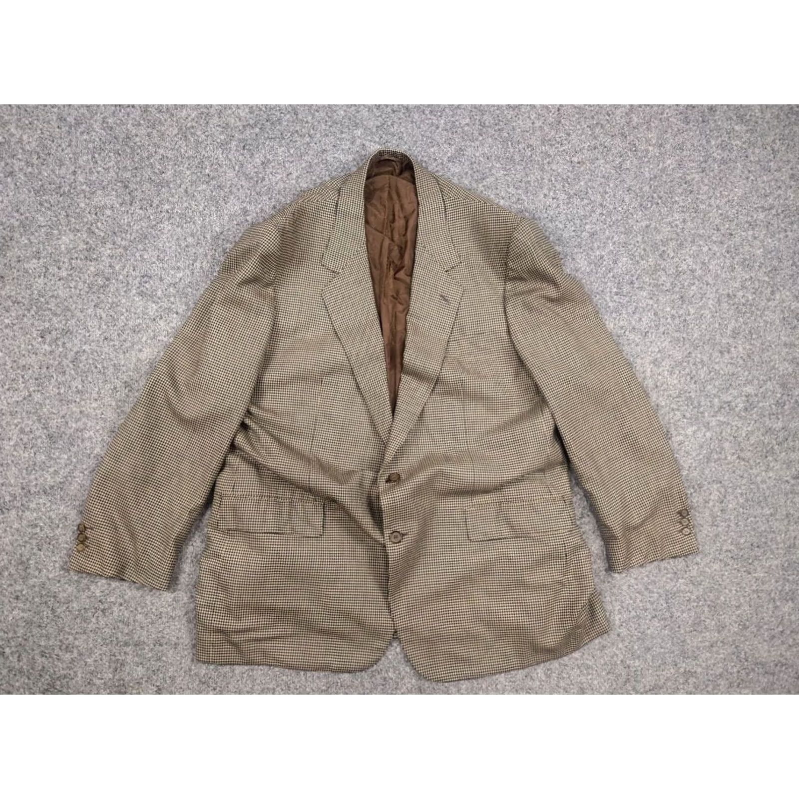 Brioni VINTAGE Brioni Blazer Jacket Wool Houndstooth pattern Beige blue Size 46R - 4 Thumbnail