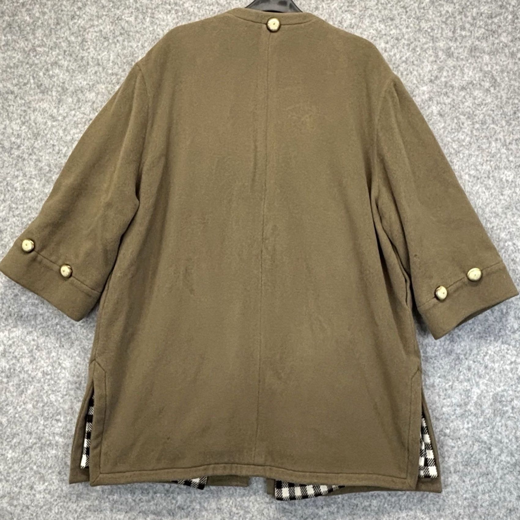 Valentino VINTAGE Valentino Jacket Coat Wool Open Front Khaki Brown UK10 / IT44 3/4 Sleeve Women’s / Mens? (No) Size L / US 10 / IT 46 - 2 Thumbnail