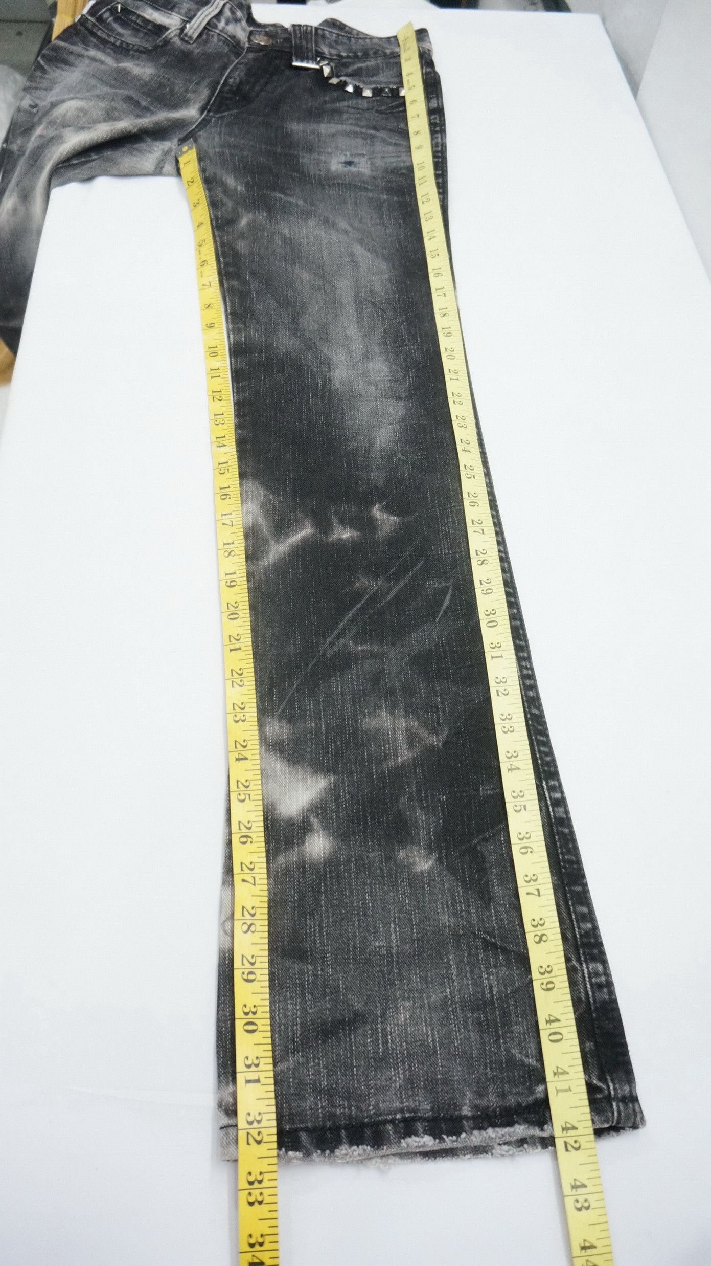 Japanese Brand XFRM Acid Wash Punk Skull Beads and Studded Jeans Size US 29 - 11 Thumbnail