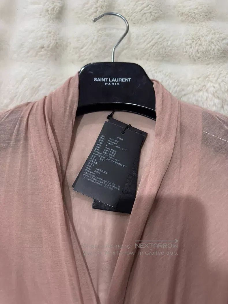 Saint Laurent Paris Saint Laurent Paris Crinkled Deep V Chiffon Underlayer Shi Size US M / EU 48-50 / 2 - 5 Thumbnail