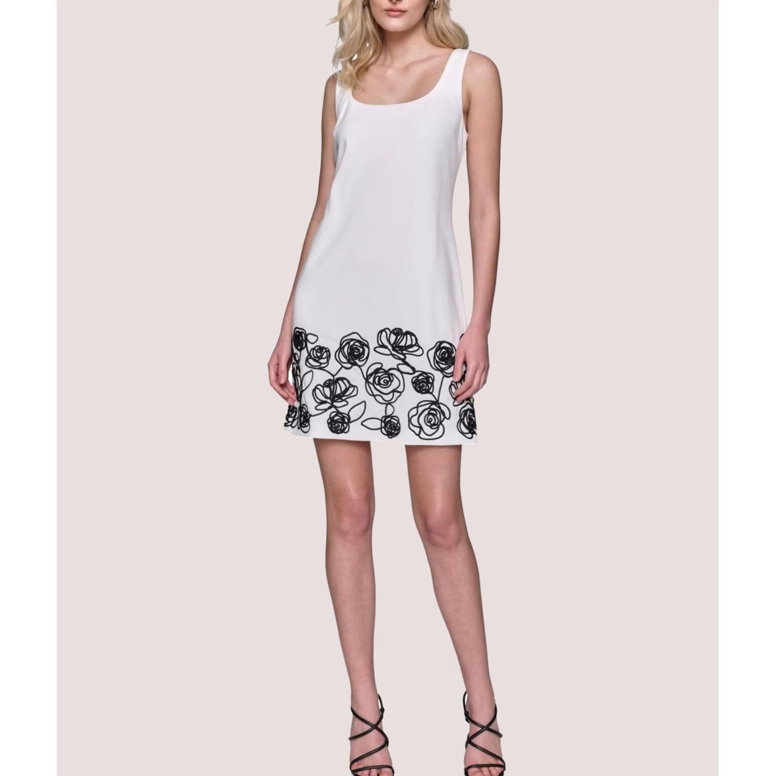 Karl Lagerfeld Karl Lagerfeld Womens Floral Trim Sheath Dress Size 10 white Size L / US 10 / IT 46 - 1 Thumbnail